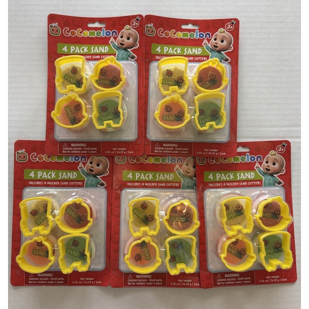 5- CoComelon 4 Pack Play Sand 4 Molded Sand Cutters Creative Toy Party Gift